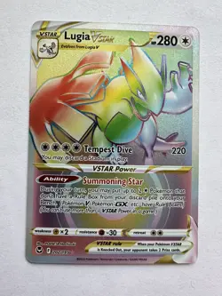 Pokemon Lugia VSTAR TCG Rainbow Secret Rare Card #202/195 Silver Tempest - Image 1