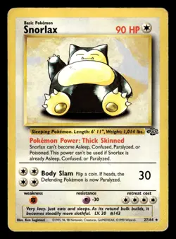 Snorlax 27/64 Rare Jungle Set Pokemon Card - Image 1