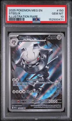 2025 Pokemon Meg En-Mega Evolution #150 Steelix Illustration Rare PSA 10 - Image 1