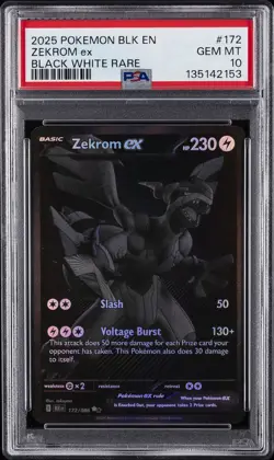 2025 POKEMON BLK EN-BLACK BOLT BLACK WHITE RARE #172 ZEKROM EX PSA 10 - Image 1