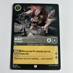 Disney Lorcana Demo Beast - Hardheaded Card - Rare - Image 1
