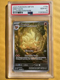 2023 POKEMON OBF EN-OBSIDIAN FLAMES ILLUSTRATION RARE #199 NINETALES PSA 10 - Image 1