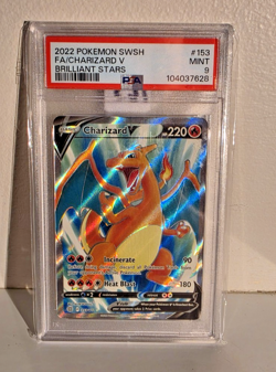 Pokemon TCG SWSH 2022 Brilliant Stars #153/172 FA/CHARIZARD V ULTRA RARE PSA 9 - Image 1