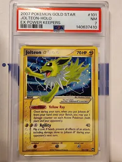 Pokemon Jolteon Gold Star EX Power Keepers Holo Card 101/108 PSA 7 - Image 1