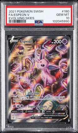2021 POKEMON SWORD & SHIELD EVOLVING SKIES #180 FULL ART/ESPEON V PSA 10 - Image 1