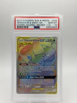 Pokemon Venusaur & Snivy GX Cosmic Eclipse Secret Rare Holo #249/236 PSA 10 - Image 1