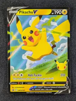 2021 Pokemon PIKACHU V #SWSH143 Black Star Promos Sword & Shield Holo English - Image 1