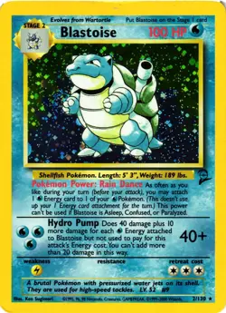 Pokemon TCG Blastoise 2/130 with SWIRL Base Set 2 Holo Foil Rare DMG - Image 1