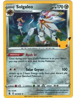 Solgaleo 21/25 Celebrations Holo Rare Pokemon TCG 021/025 25th Anniversary - Image 1
