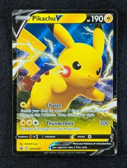 2021 Pokemon PIKACHU V #SWSH061 Black Star Promos Sword & Shield Holo English - Image 1
