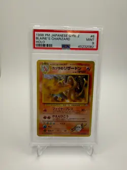 1998 Japanese Pokemon Gym Challenge Blaine's Charizard HOLO #006 PSA 9 MINT - Image 1
