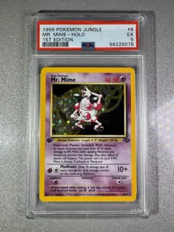 1st Edition Pokemon Jungle Mr. Mime Holo #6 PSA 5 - Image 1