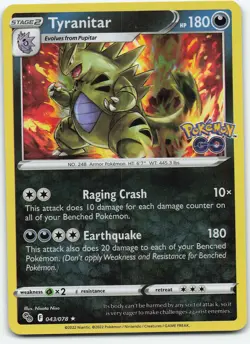 Tyranitar 043/078 Holo Rare Holo Pokemon GO NM Pokemon - Image 1