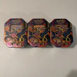 Pokemon Mega Charizard Y Tin - 3 Sealed Standard Tins - Image 1