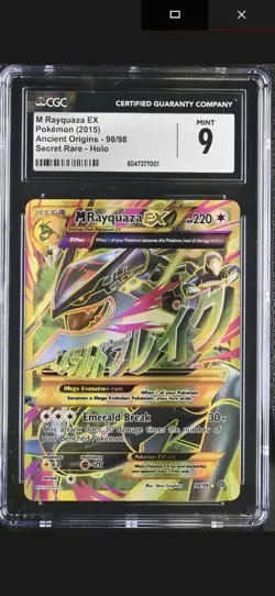 CGC 9 Pokemon M Rayquaza EX 2015 Shiny Full Art Holo 98/98 XY Ancient Origins - Image 1