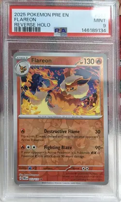 2025 Pokemon Flareon Reverse Holo 013/131 Prismatic Evolutions PSA 9 Mint - Image 1