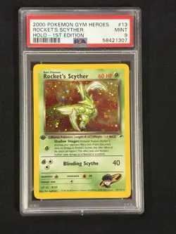 Rocket's Scyther 13/132 1st Edition HOLO Gym Heroes PSA 9 Graded Pokemon Card - Image 1