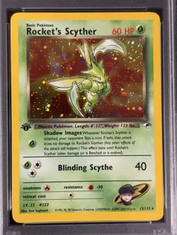 Rocket's Scyther 13/132 1st Edition HOLO Gym Heroes PSA 9 Graded Pokemon Card - Image 2