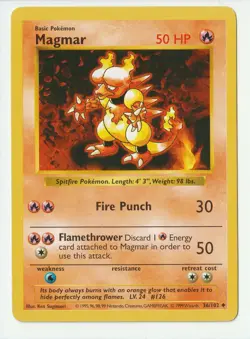 Magmar 36/102 - Base Set - Shadowless - WotC - Pokemon TCG - LP - Image 1