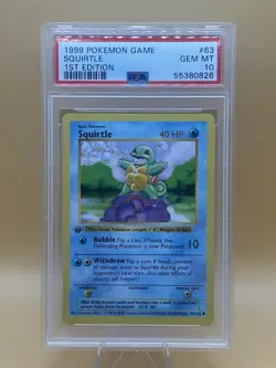 1999 Pokemon Shadowless 1st Edition Base Set Squirtle #63 PSA Gem Mint 10 - Image 1
