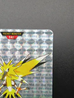 Zapdos Japanese Pokemon Bandai Carddass Green 1996 No. 145 Prism Foil Card - Image 3
