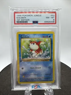 Pokemon Goldeen Jungle Common Regular Unlimited 1999 PSA 8 Graded Card 53/64 - Image 1
