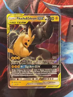 Pokemon Pikachu & Zekrom GX TCG Sun & Moon Holo Ultra Rare Card 33/181 Nm/M - Image 1