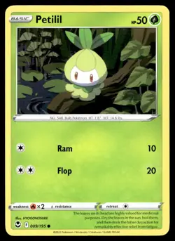 Petilil 9/195 Pokemon Card Silver Tempest Common 50 HP Near Mint R25 - Image 1