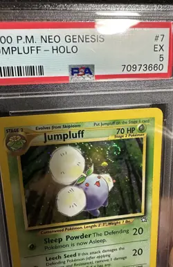Double Swirl - 2000 Pokemon Jumpluff Holo Neo English Genesis #7 PSA 5 - Image 4