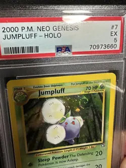 Double Swirl - 2000 Pokemon Jumpluff Holo Neo English Genesis #7 PSA 5 - Image 5