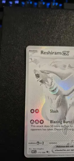 2025 Pokemon EN Trading Card White Flare Reshiram EX 173/086 Black White Rare NM - Image 3