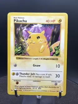 Pokemon Pikachu Card Yellow Cheeks Shadowless 58/102 Base Set Rare - Image 1