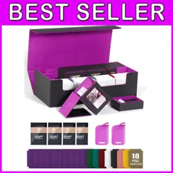 5 in 1 MTG Card Storage Box - Waterproof Minimalist Deck Case in Black & Violet - Image 1