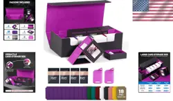 5 in 1 MTG Card Storage Box - Waterproof Minimalist Deck Case in Black & Violet - Image 2
