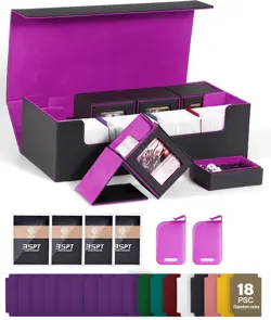 5 in 1 MTG Card Storage Box - Waterproof Minimalist Deck Case in Black & Violet - Image 3