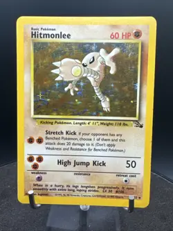 Hitmonlee Holo Fossil 7/62 Unlimited Holo Rare Wotc Pokemon Card Vintage - Image 1