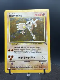 Hitmonlee Holo Fossil 7/62 Unlimited Holo Rare Wotc Pokemon Card Vintage - Image 3