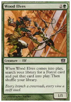 Wood Elves -Foil Heavy Play MTG 8th Edition - Image 1