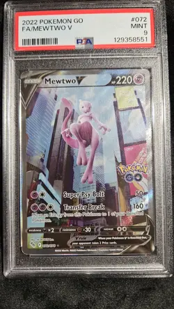 2022 Pokemon Go Full Art Mewtwo V #072 PSA 9 - Image 1