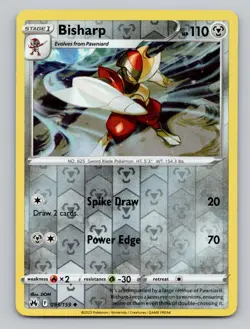 Reverse Holo Bisharp 093/159 Uncommon Crown Zenith Pokemon - Image 1