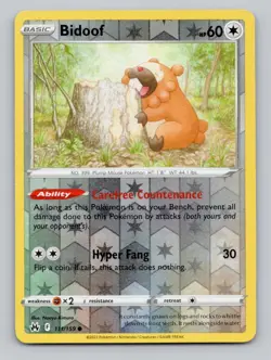 Reverse Holo Bidoof 111/159 Common Crown Zenith Pokemon - Image 1