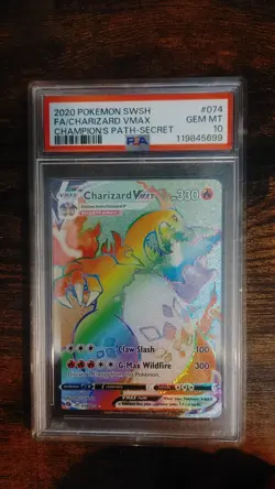 Charizard VMax 074/073 Pokemon PSA 10 GEM MT Champion's Path Rainbow Secret Rare - Image 1