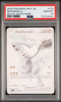 PSA 10 Reshiram EX 173/086 White Flare BWR Graded GEM MINT Pokemon Card - Image 1