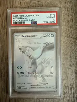 PSA 10 Reshiram ex 173/086 Pokemon Scarlet & Violet White Flare 2025 BWR - Image 1