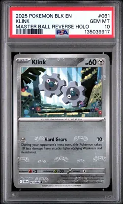 2025 POKEMON BLK EN-BLACK BOLT MASTER BALL REVERSE HOLO #061 KLINK PSA 10 - Image 1