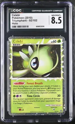 CGC 8.5 Celebi Prime 2010 Triumphant 92/102 Holo Pokemon Card - Image 1