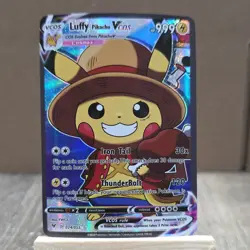 Pokemon Luffy Pikachu VMAX Full Art Foil 024/055 VCOS FAN ART NON TCG - Image 1
