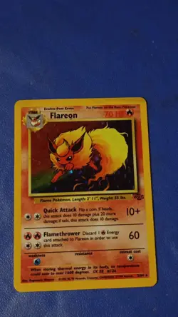 Pokemon TCG Flareon Holo Rare Unlimited Jungle 03/64 70 HP English - Image 1