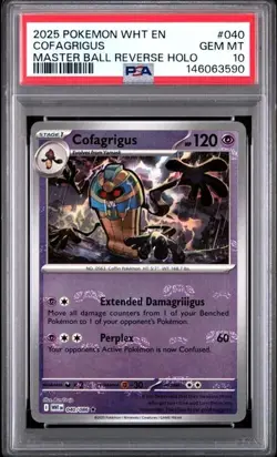 Pokemon White Flare - Cofagrigus 040/086 - Master Ball Foil WHTEN #040 - PSA 10 - Image 1