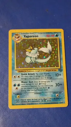 Pokemon TCG Vaporeon Holo Rare Unlimited 12/64 Jungle 80 HP English - Image 1